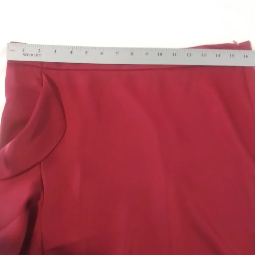 Anne klein women's size 6 dark red ruffle side slit skirt